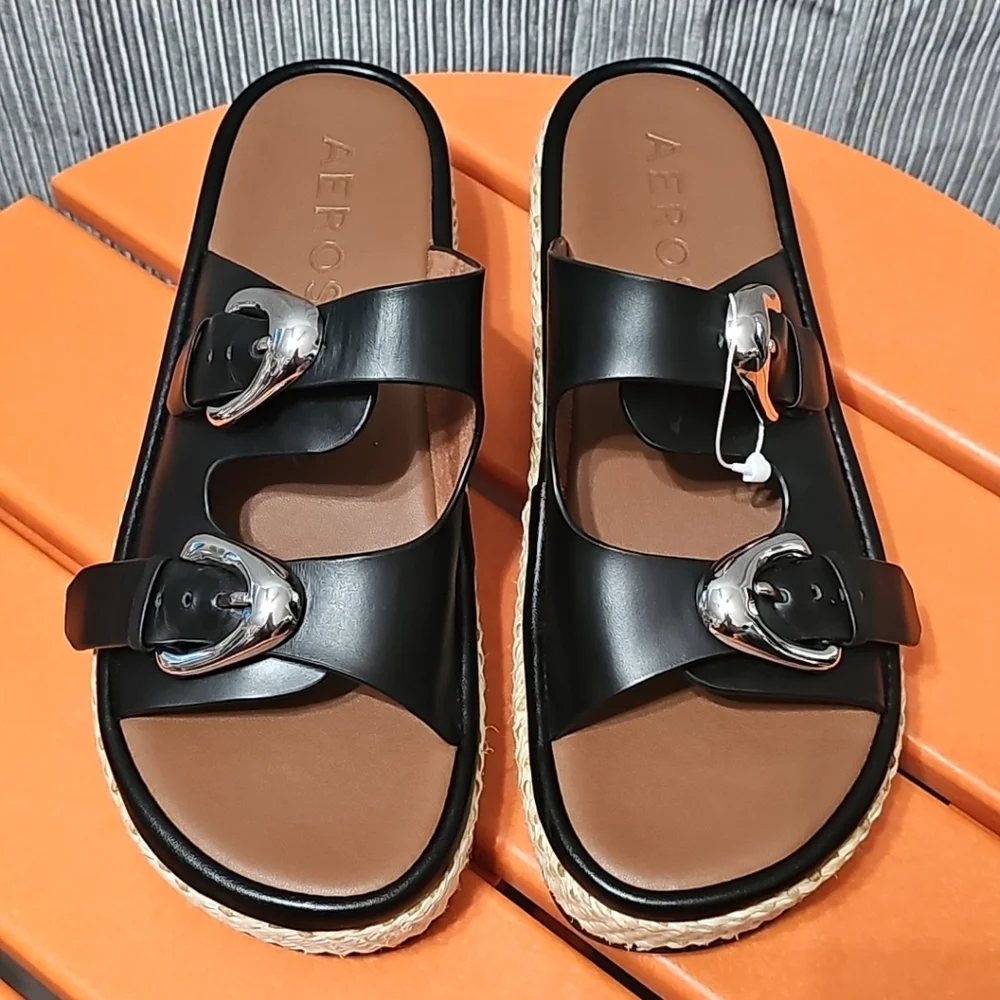 Aerosoles‎ Darcy Wedge Platform Double Buckle Sandal Women’s 7M NWOT Condition